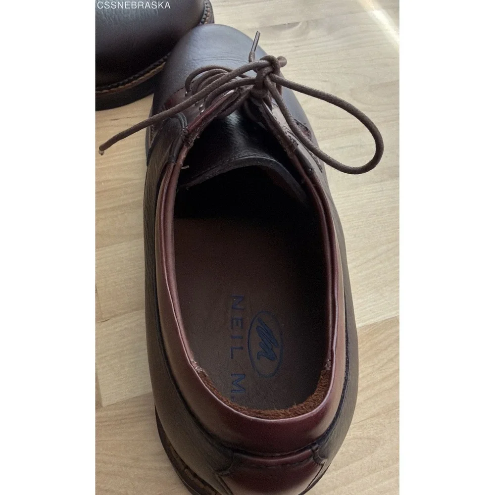 Neil M. 990002‎ Brown Burgundy Leather Derby Shoes Made in USA Men's Size 8 D